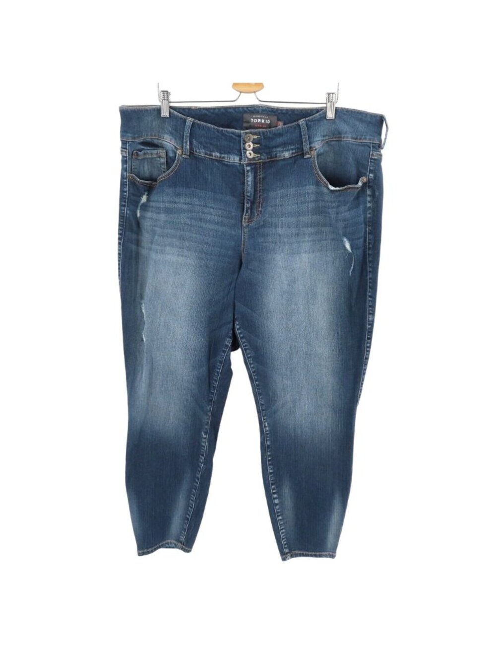 Torrid Women Plus Size 26 Jegging Distressed Blue Wash Denim Jeans Cotton Blend
